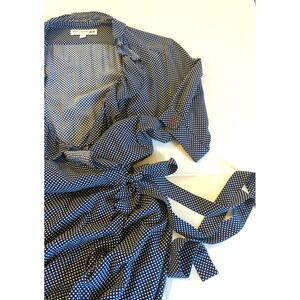 Ines De La Fressange Uniqlo Midi Wrap Dress S Navy White Polka Dot Retro Trend